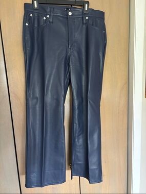 J. Crew Navy Faux Leather Flared Pants